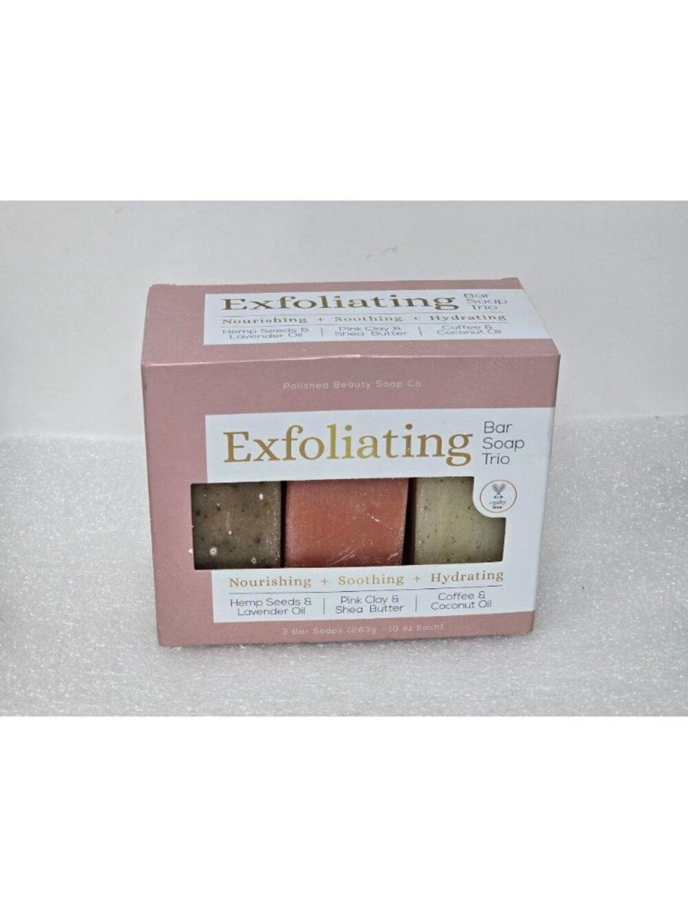 Polished Beauty Soap Co Exfoliating Bar Soap Trio Coffee & Coconut Oil Pink Clay - Picture 2 of 2